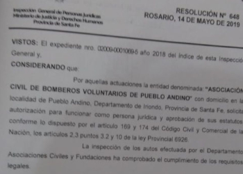 Bomberos Voluntarios de Andino obtuvieron la personería Jurídica