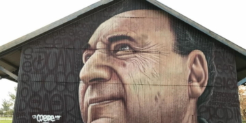 El rostro de Juan José Saer quedó plasmado para siempre en Serodino