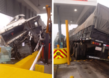 Milagro en autopista: camión chocó el peaje y hay menores heridos