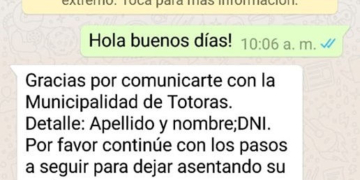 Totoras implementó un moderno sistema de reclamos vía whatsapp