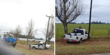Una camioneta despistó y chocó contra un poste entre Maciel y Monje