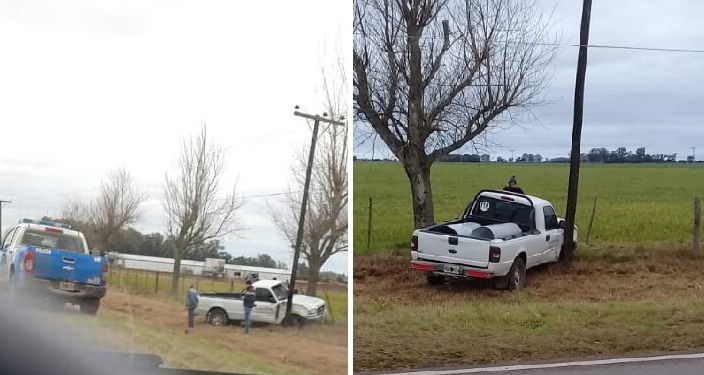 Una camioneta despistó y chocó contra un poste entre Maciel y Monje