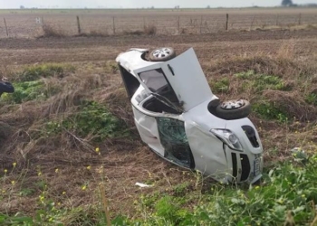 Impactante vuelco dejó a un hombre herido