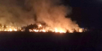 Bomberos sofocaron un gran incendio lindero a dos empresas del cordón industrial
