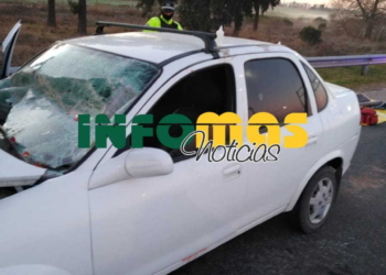 Un auto impactó contra un camión en autopista y un hombre sufrió traumatismo de cráneo