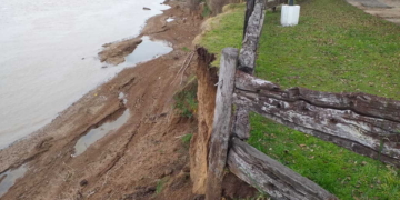 Gaboto: ya trabajan en el Paseo Ribereño ante el riesgo de un nuevo desmoronamiento