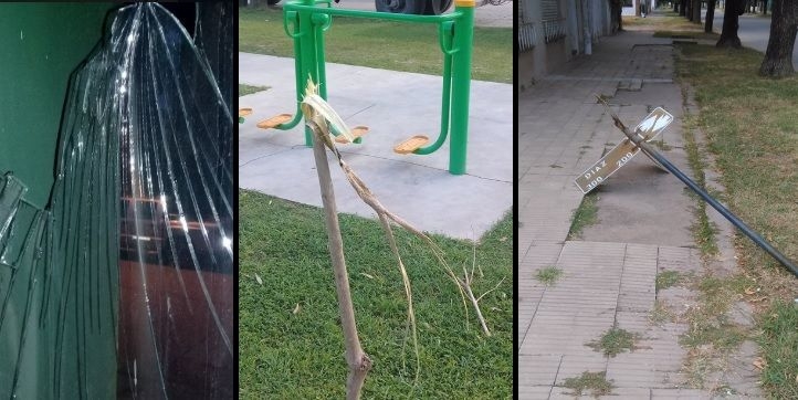 Vidrios, árboles y carteles: nada se salva de los vándalos en Díaz