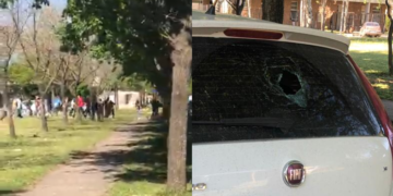 Batalla campal en la Sanlorencina: piedrazos, autos rotos y balas de goma