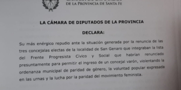 Paridad en San Genaro: Diputados y un centenar de dirigentes repudiaron el episodio