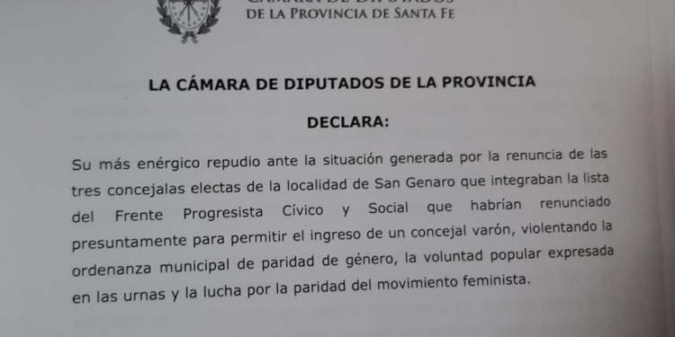 Paridad en San Genaro: Diputados y un centenar de dirigentes repudiaron el episodio