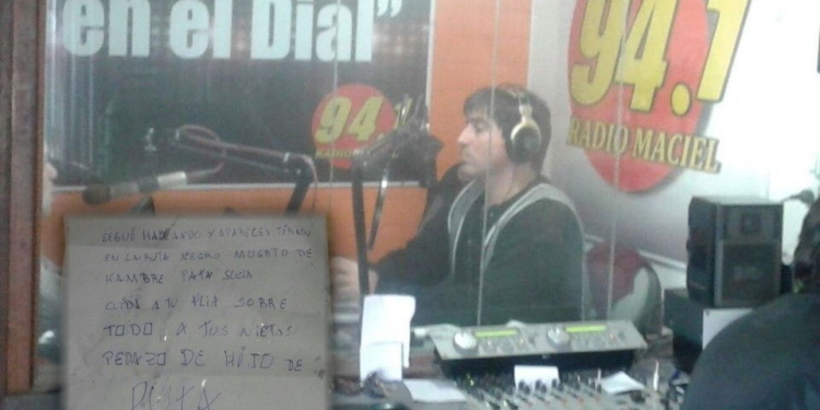 Maciel: un periodista recibió una amenaza de muerte