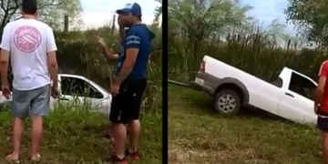 Puerto Aragón: una camioneta despistó y terminó en la cuneta