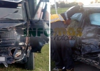 San Genaro: fuerte impacto entre un camión y un auto  en el cruce de rutas 34 y 65