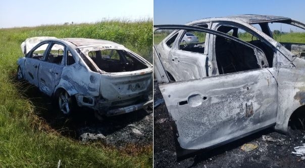 Barrancas: un policía sufrió el incendio total de su auto cuando viajaba en Ruta 11