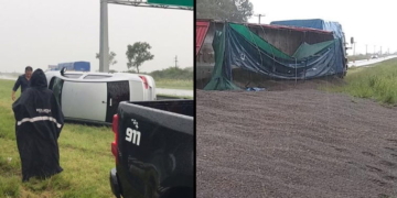 Calzadas resbaladizas y vuelcos en autopista y Ruta 11