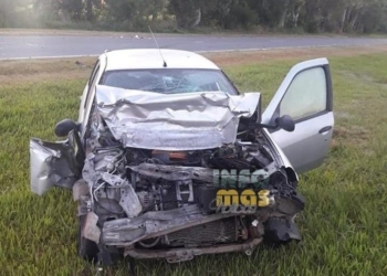 Maciel: fuerte impacto entre un auto y una máquina en Ruta 11