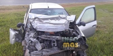 Maciel: fuerte impacto entre un auto y una máquina en Ruta 11