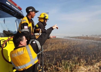 Díaz: otro incendio de magnitud en campos con maíz y soja