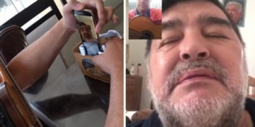 Emocionó a Dios: el «Pájaro» Lietti le cantó a Maradona por videollamada
