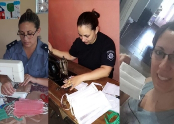 Policías de la región hacen barbijos para sus compañeros
