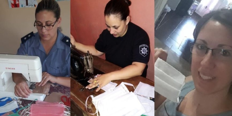 Policías de la región hacen barbijos para sus compañeros