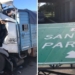 Fuerte impacto entre camiones terminó con un cartel derribado en autopista