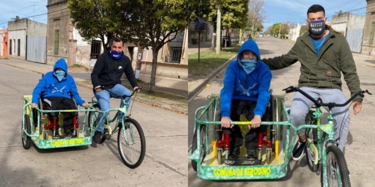 Serodino inclusivo: adaptaron una bicicleta para un joven del pueblo