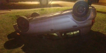 San Genaro: un auto con tres personas volcó en la madrugada en Ruta 65