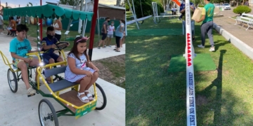 Serodino inclusivo: presentaron una bici familiar pública y renovaron los juegos de la plaza