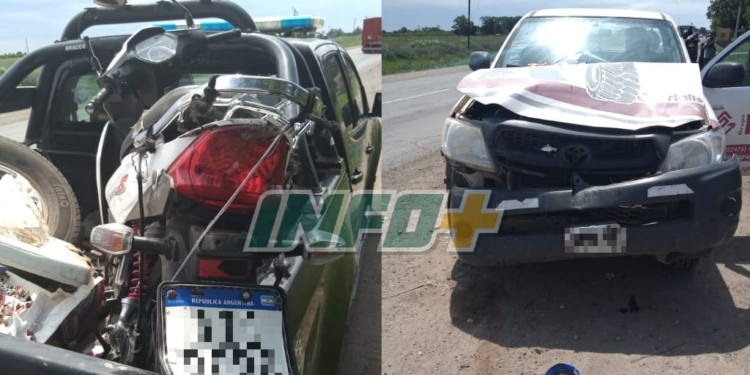 Una camioneta de una empresa macielense y una moto impactaron en Timbúes