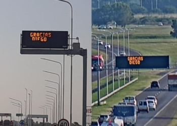 Hasta la autopista Rosario – Santa Fe homenajeó a Maradona