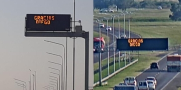 Hasta la autopista Rosario – Santa Fe homenajeó a Maradona