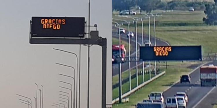 Hasta la autopista Rosario – Santa Fe homenajeó a Maradona