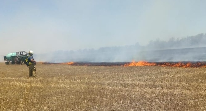 Ardieron 10 hectáreas de campo: bomberos de Oliveros controlaron el fuego