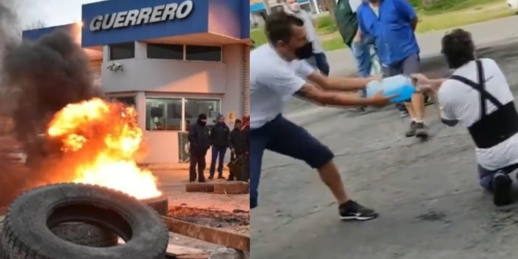 Desesperado, un trabajador de la empresa Guerrero se roció con nafta durante un reclamo