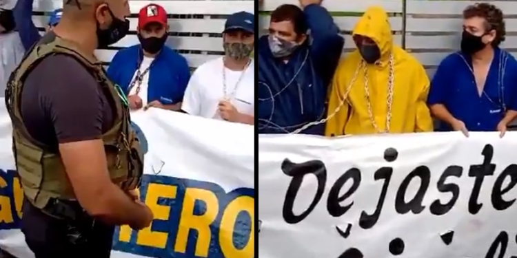 Trabajadores despedidos de Guerrero se encadenaron en San Lorenzo