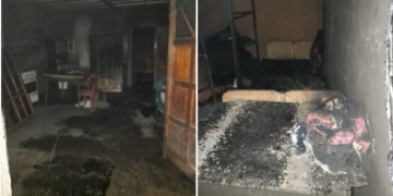 Robo y voraz incendio en una vivienda