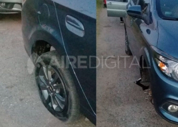 Se iban de vacaciones, les tiraron un adoquín en autopista y rompieron tres cubiertas