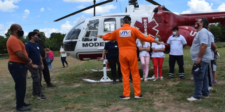 Andino y Clarke presentaron el servicio de aeroemergencias con helicóptero