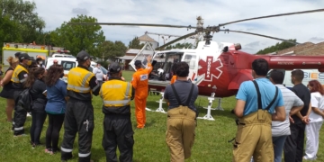 Totoras y Clason presentaron oficialmente el helicóptero sanitario