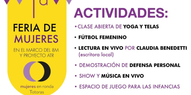 Totoras: se realizará la primera Feria de Mujeres en el marco del 8M