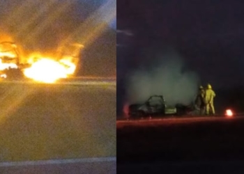 Un vehículo ardió en llamas en autopista y hubo pérdidas totales