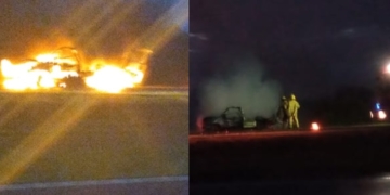 Un vehículo ardió en llamas en autopista y hubo pérdidas totales