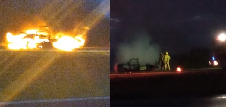 Un vehículo ardió en llamas en autopista y hubo pérdidas totales