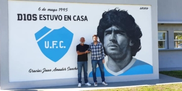 Unión FC inauguró su mural en homenaje a Maradona