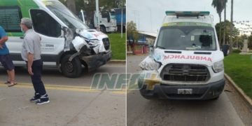 La ambulancia de Serodino y un camión chocaron frente a la Comuna