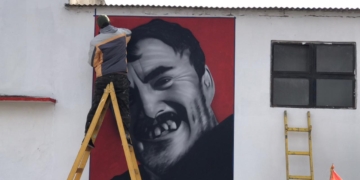 La bondad hecha mural: «Bebé» ya saluda a los vecinos de Gaboto desde el club