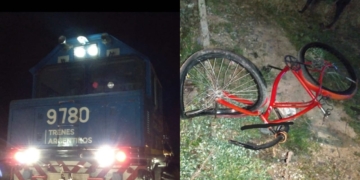 Cruzó las vías en bicicleta y lo chocó el tren: sufrió lesiones