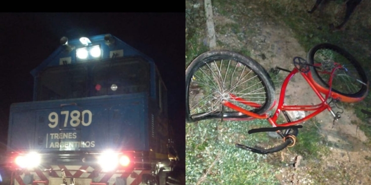 Cruzó las vías en bicicleta y lo chocó el tren: sufrió lesiones