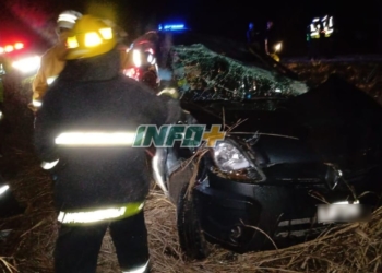 Un utilitario con cuatro ocupantes volcó en Ruta 34